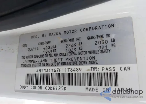 2015 Mazda Mazda6 I Touring from USA, damaged, VIN JM1GJ1T67F1178489